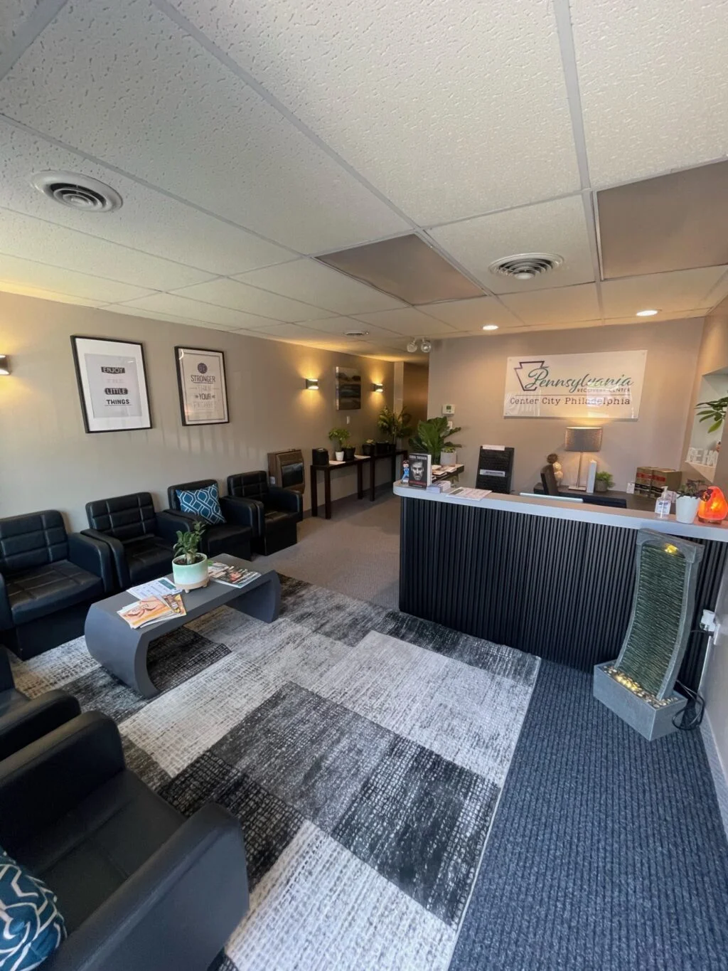 Welcoming reception area at Pennsylvania Recovery Center - Philadelphia, an intensive outpatient program in Philadelphia.